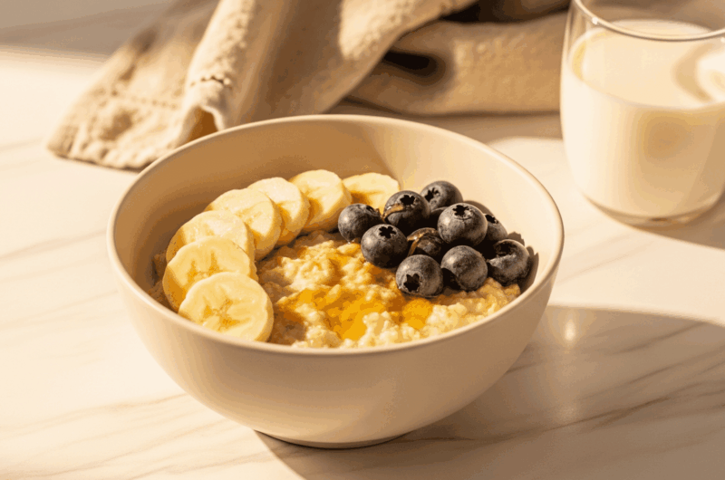 Terci de ovăz cu banane și afine