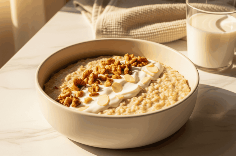 Terci de ovăz cu iaurt și nuci