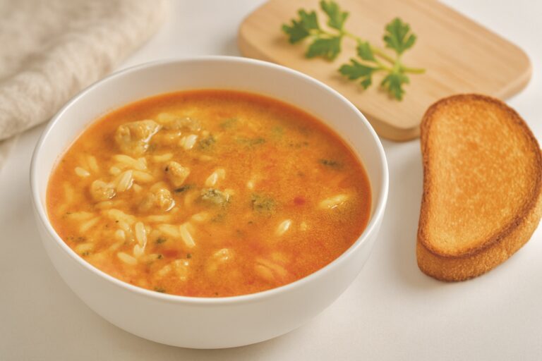 Ciorba de perisoare cu paste orzo