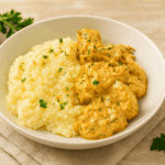 Pui cremos cu orez și cașcaval