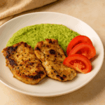 Cotlet de porc cu piure de broccoli